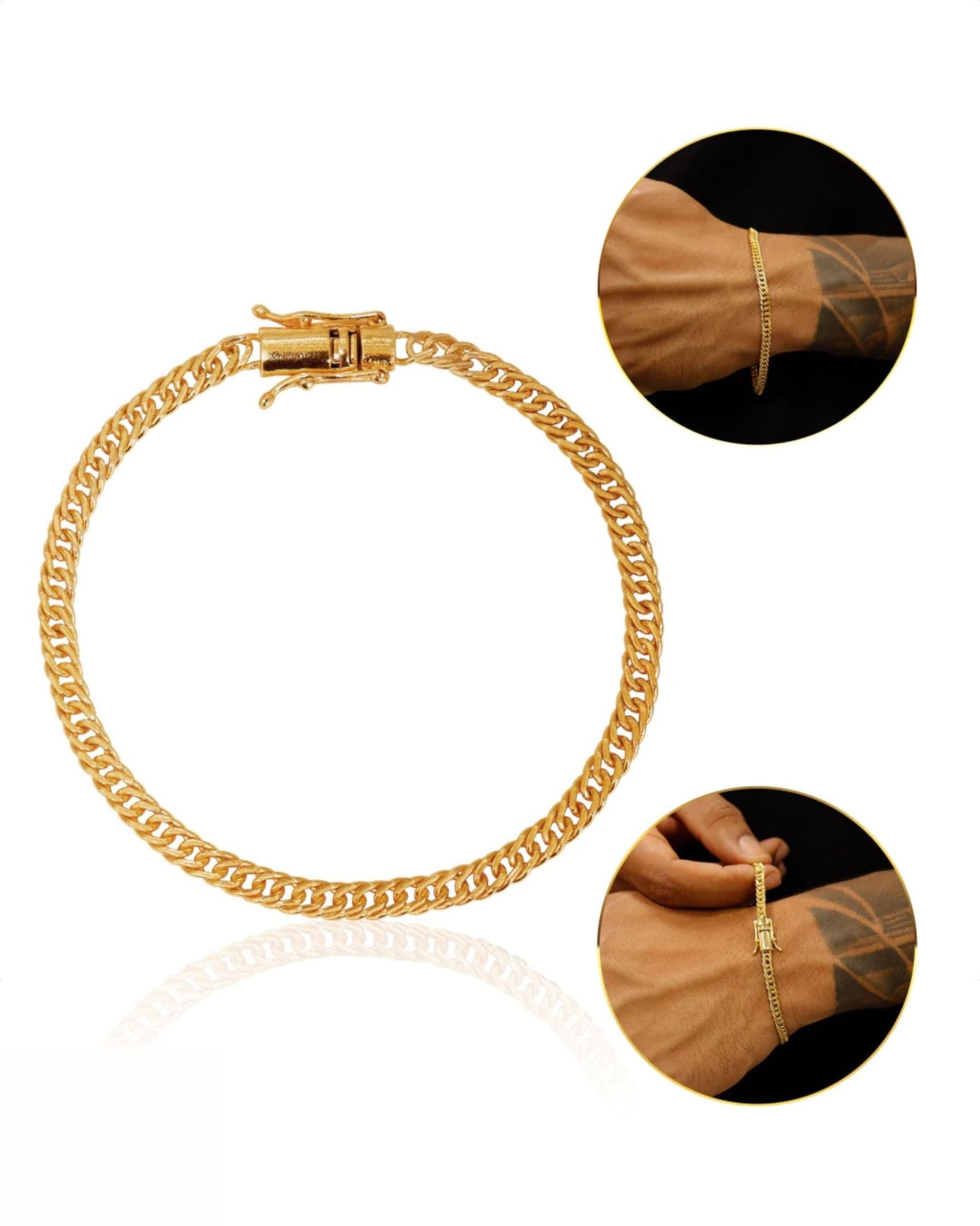 DOUBLE CURB BRACELETS 5MM - GOLD