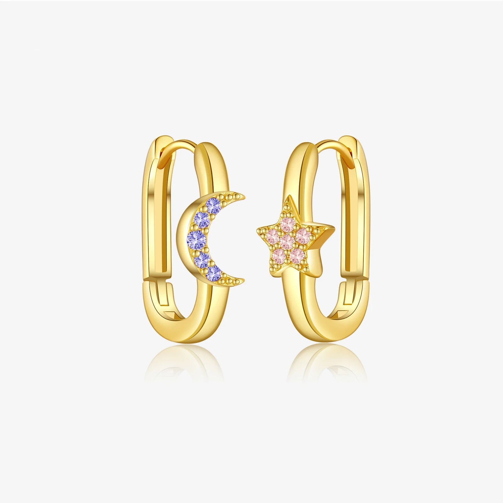 Star Moon Oval Hoop Earring