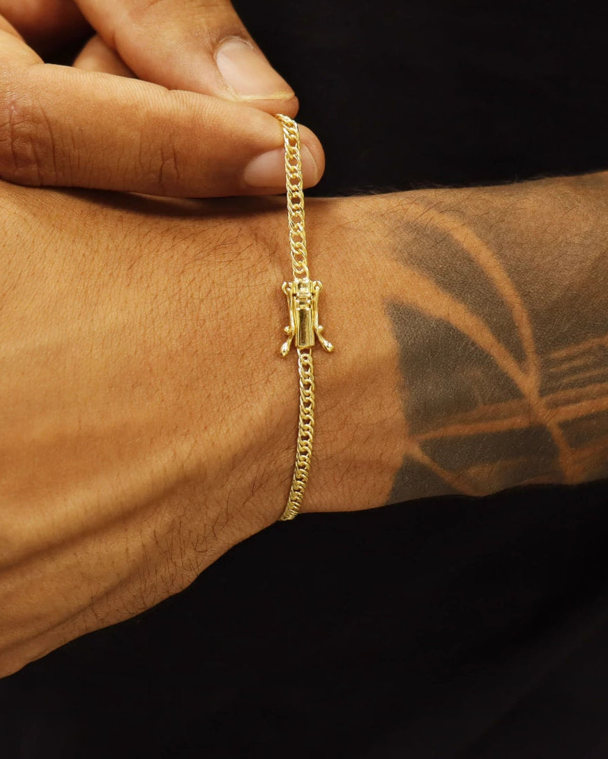 DOUBLE CURB BRACELETS 3MM - GOLD