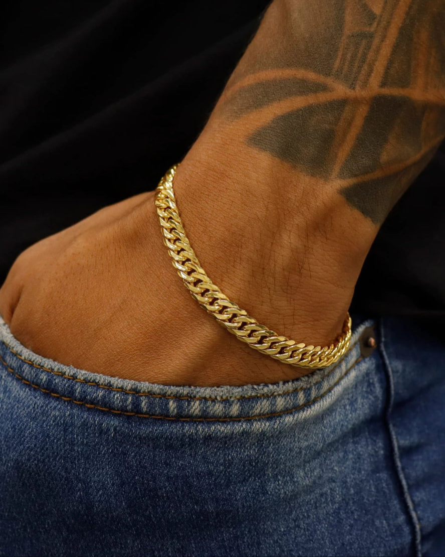 DOUBLE CURB BRACELETS 6MM - GOLD