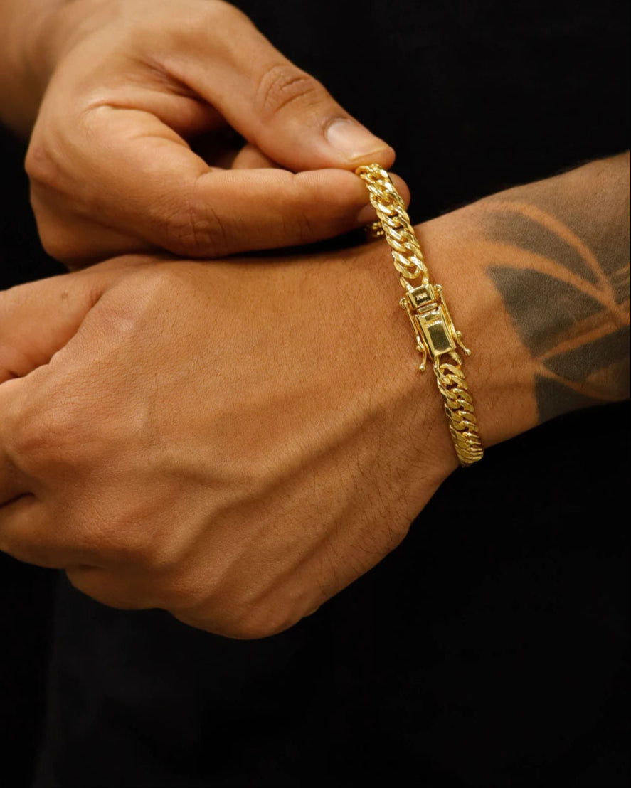 DOUBLE CURB BRACELETS 6MM - GOLD