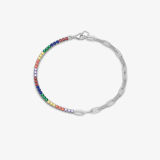 Silver Zircon Paperclip Bracelet