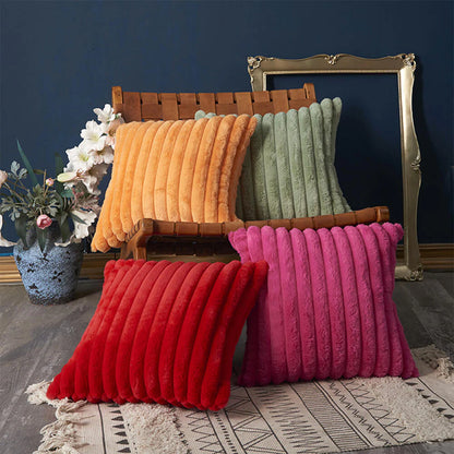 Velvet Striped Soft Decorative Sofa Pillow Cover Cushion