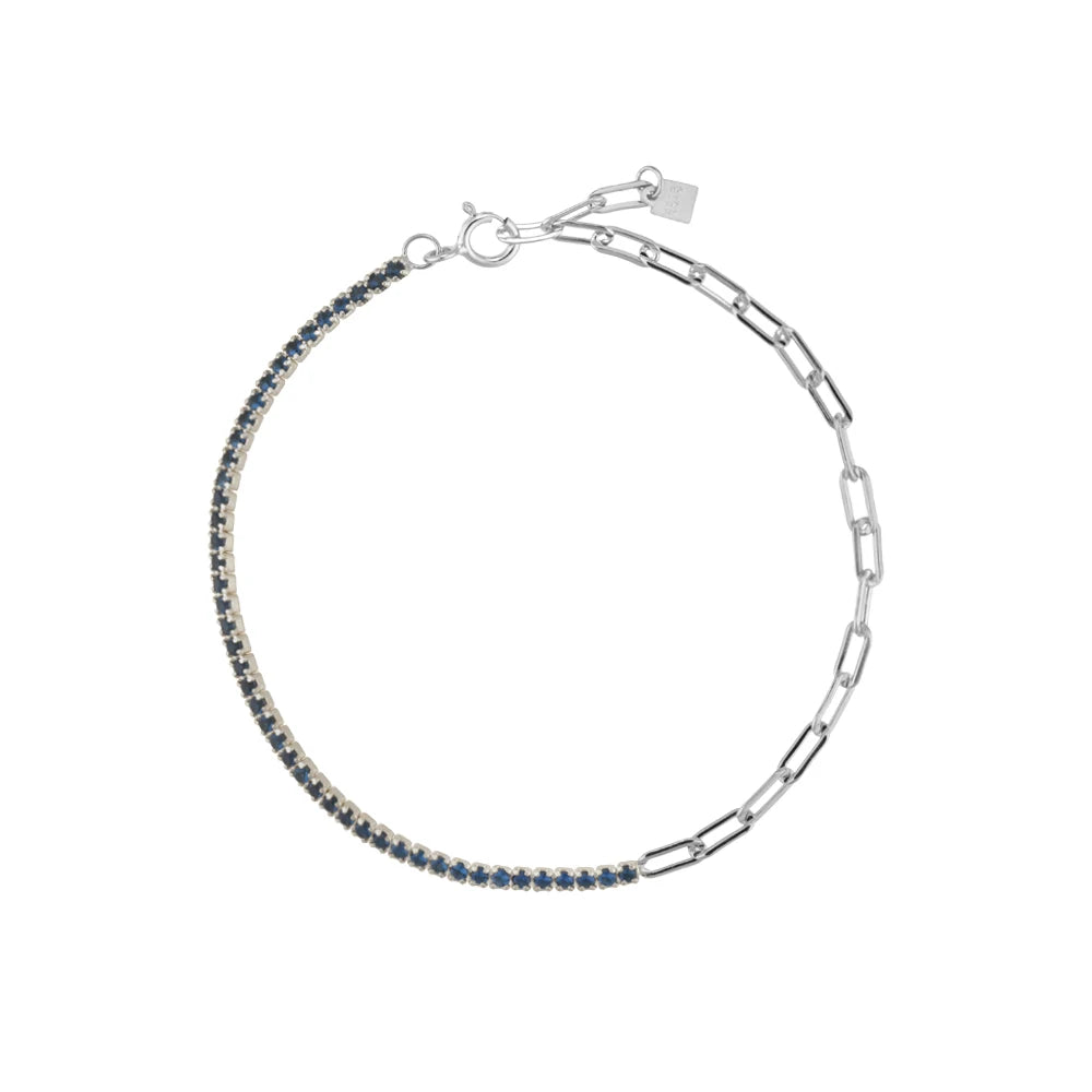 Silver Zircon Paperclip Bracelet