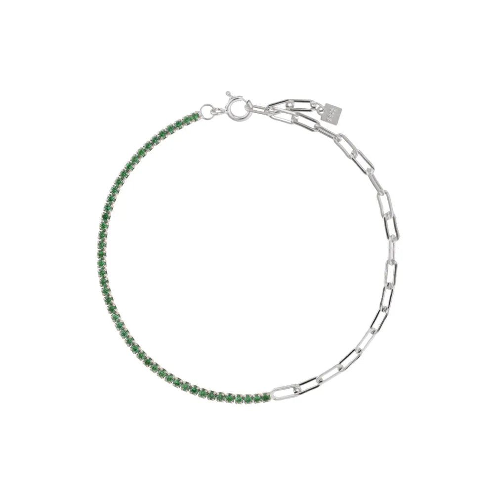 Silver Zircon Paperclip Bracelet
