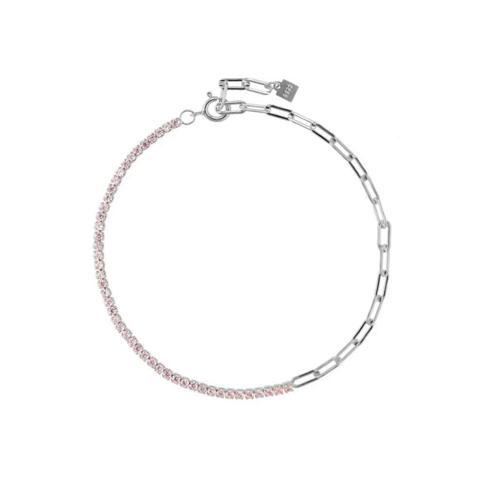 Silver Zircon Paperclip Bracelet