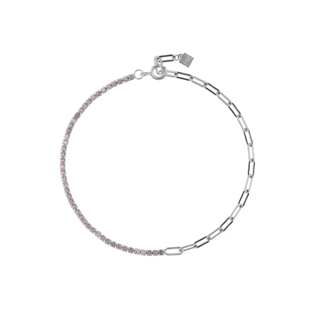Silver Zircon Paperclip Bracelet