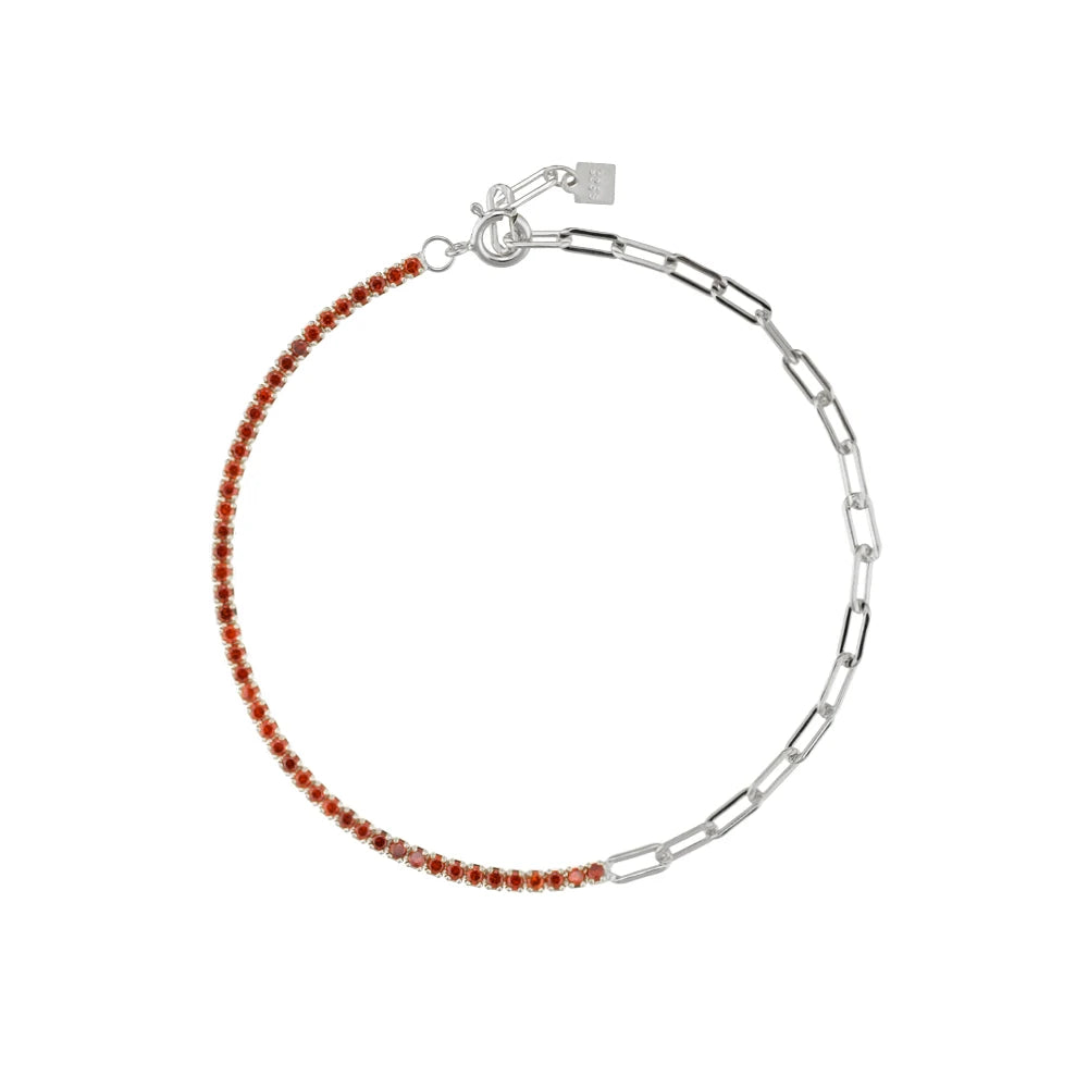 Silver Zircon Paperclip Bracelet