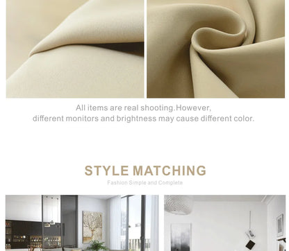 (EDIT) MAKEHOME Thick Fabric Solid Color Blackout Curtain Finished Window Blinds Drapes Modern Curtains for Bedroom Living Room Kirchen