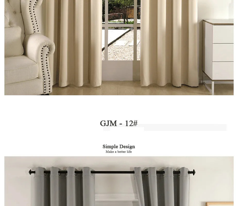 (EDIT) MAKEHOME Thick Fabric Solid Color Blackout Curtain Finished Window Blinds Drapes Modern Curtains for Bedroom Living Room Kirchen