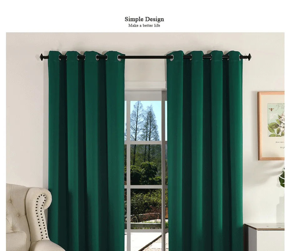 (EDIT) MAKEHOME Thick Fabric Solid Color Blackout Curtain Finished Window Blinds Drapes Modern Curtains for Bedroom Living Room Kirchen