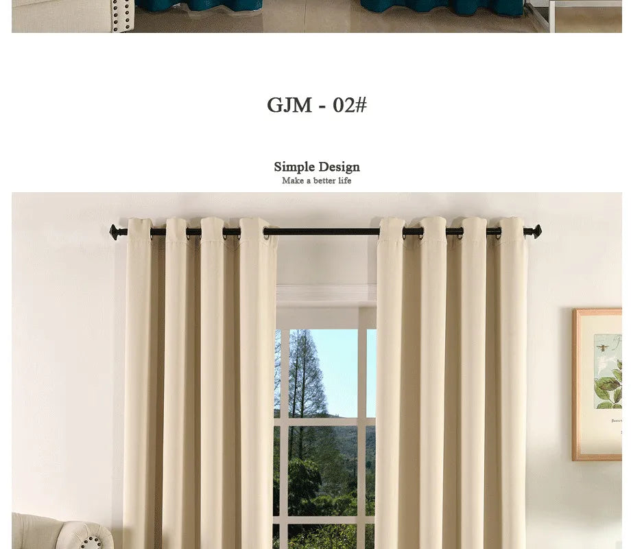 (EDIT) MAKEHOME Thick Fabric Solid Color Blackout Curtain Finished Window Blinds Drapes Modern Curtains for Bedroom Living Room Kirchen