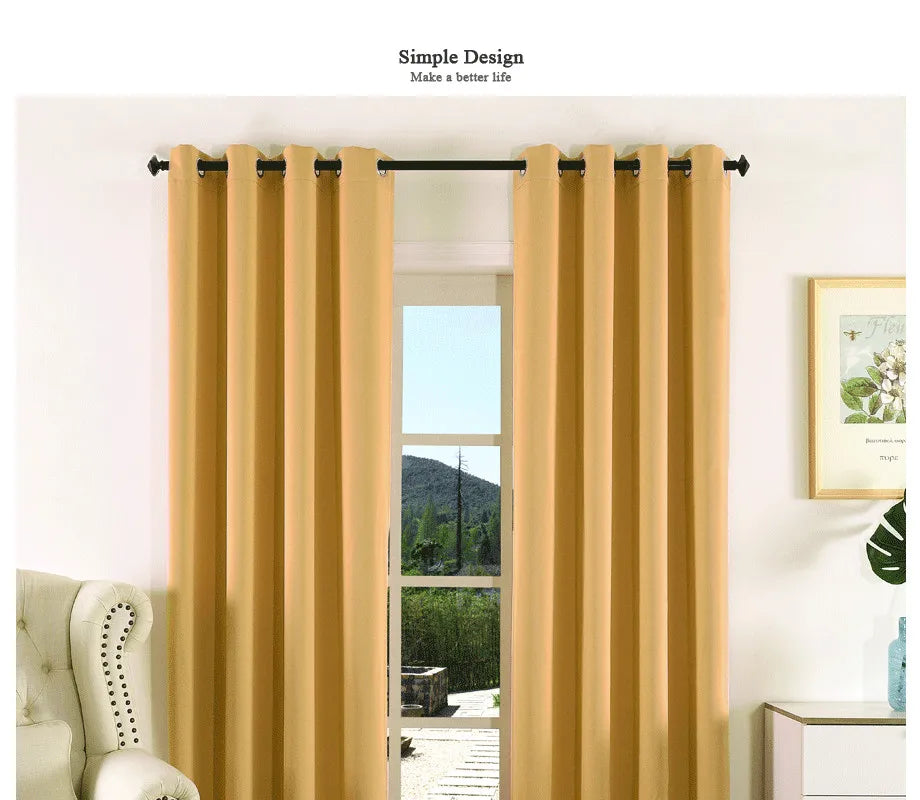 (EDIT) MAKEHOME Thick Fabric Solid Color Blackout Curtain Finished Window Blinds Drapes Modern Curtains for Bedroom Living Room Kirchen