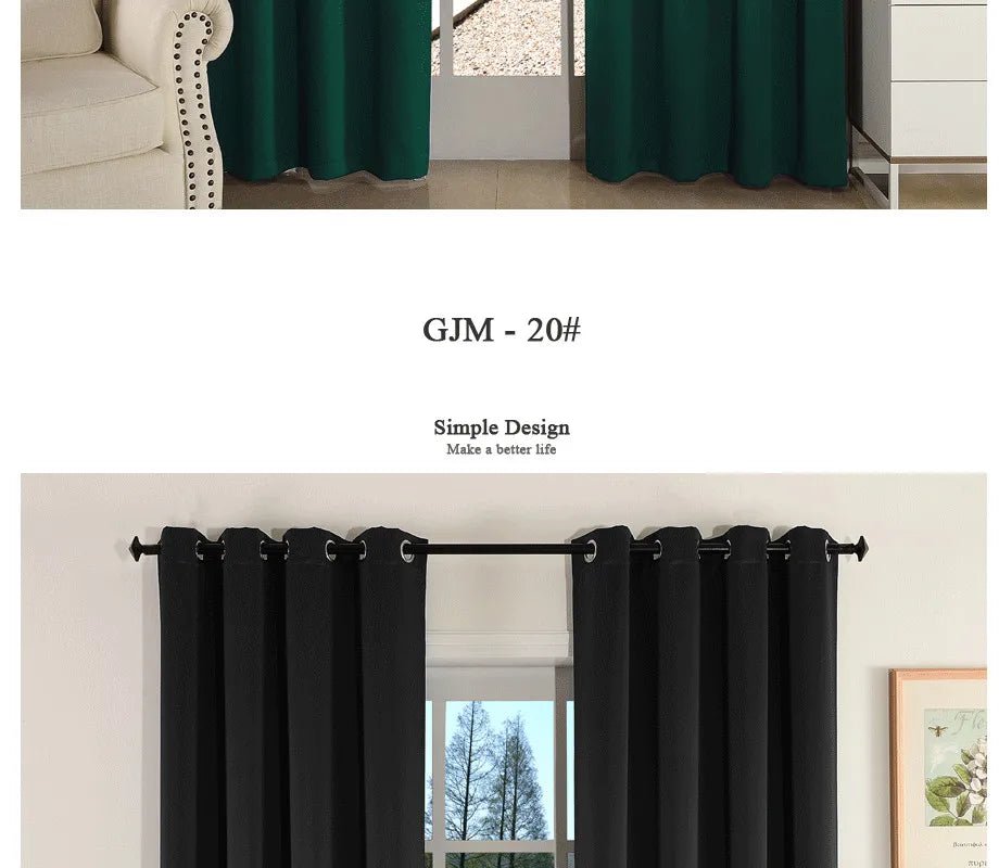 (EDIT) MAKEHOME Thick Fabric Solid Color Blackout Curtain Finished Window Blinds Drapes Modern Curtains for Bedroom Living Room Kirchen