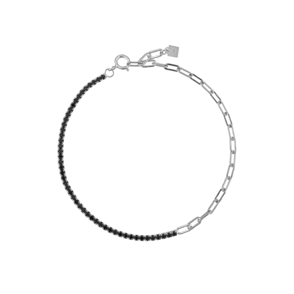 Silver Zircon Paperclip Bracelet