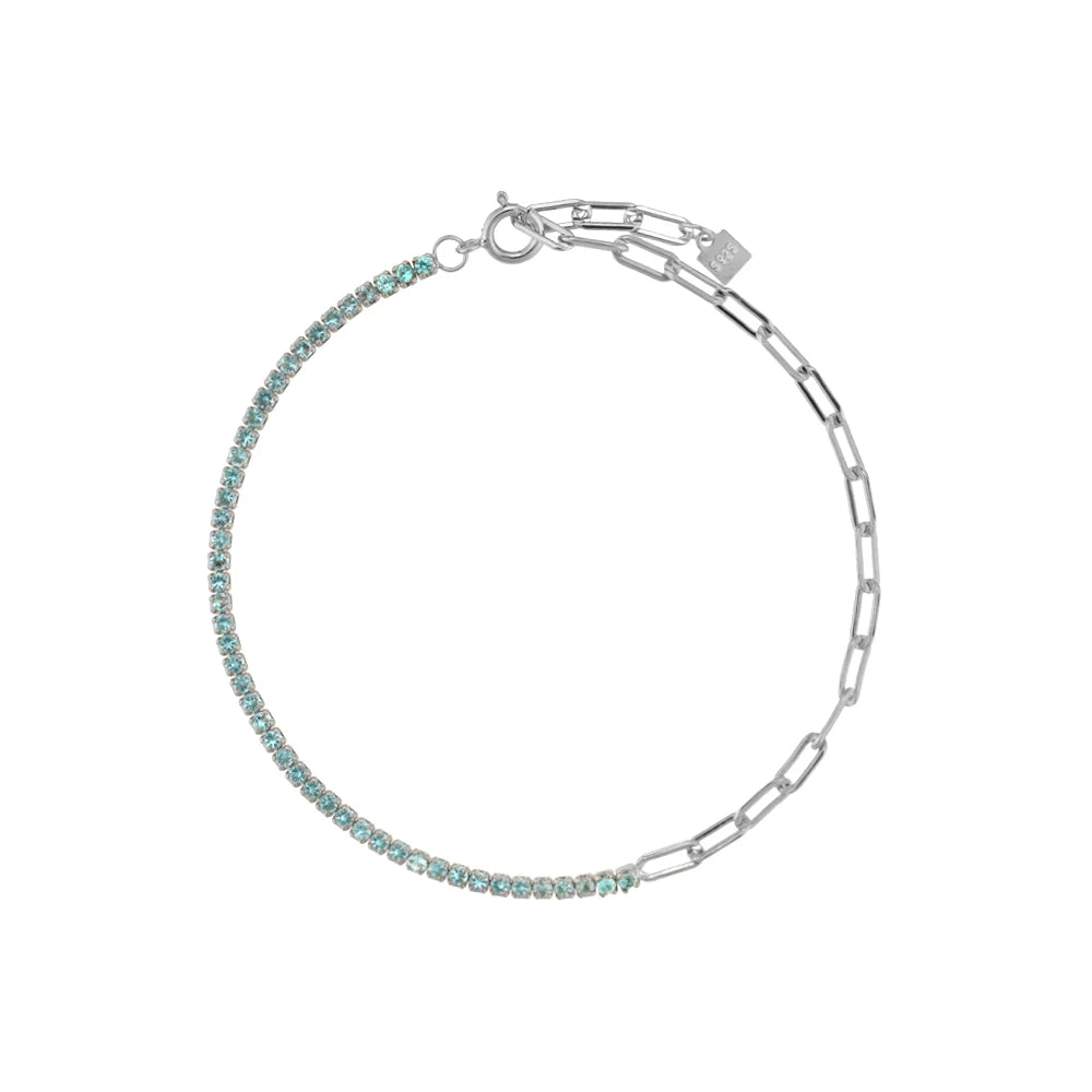 Silver Zircon Paperclip Bracelet