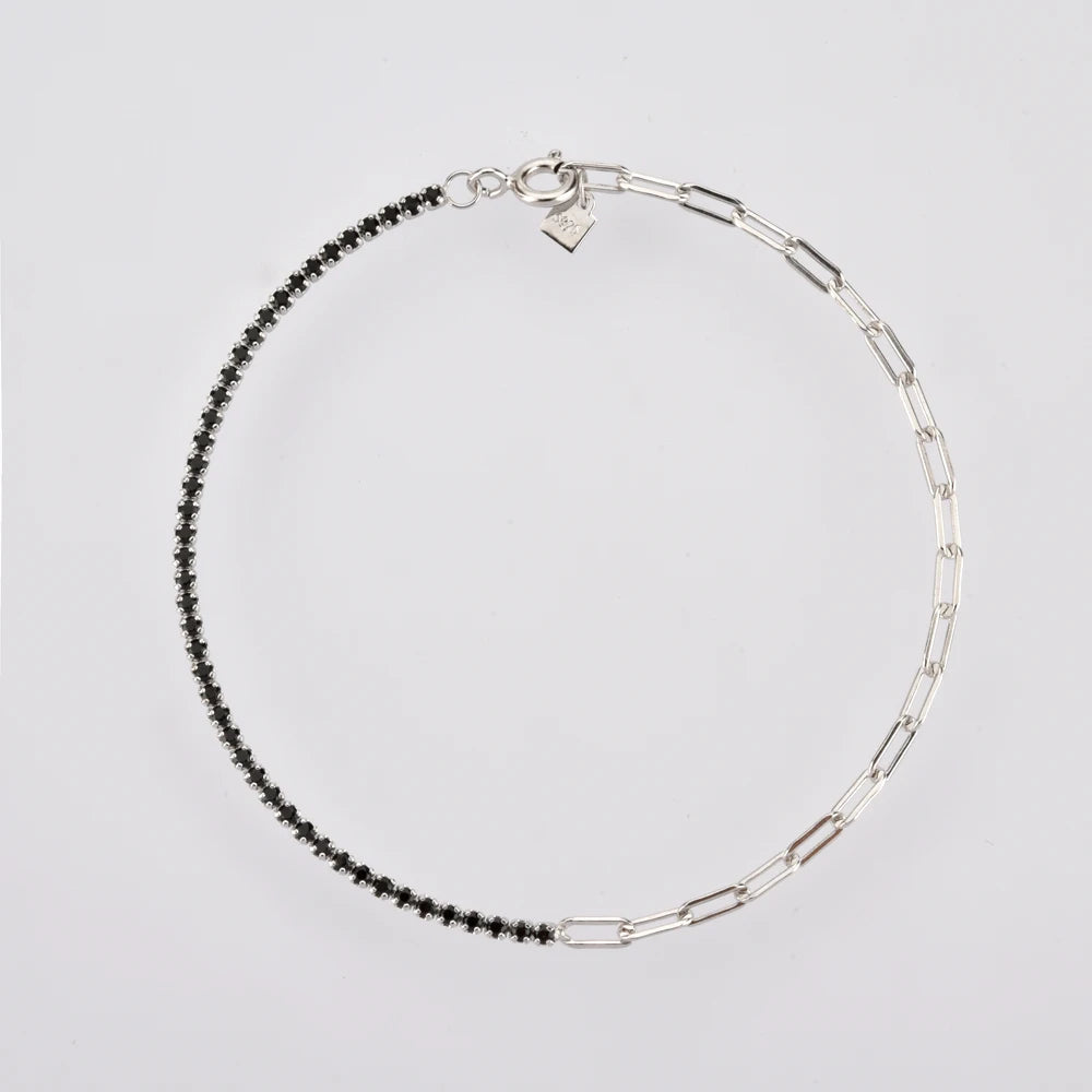 Silver Zircon Paperclip Bracelet