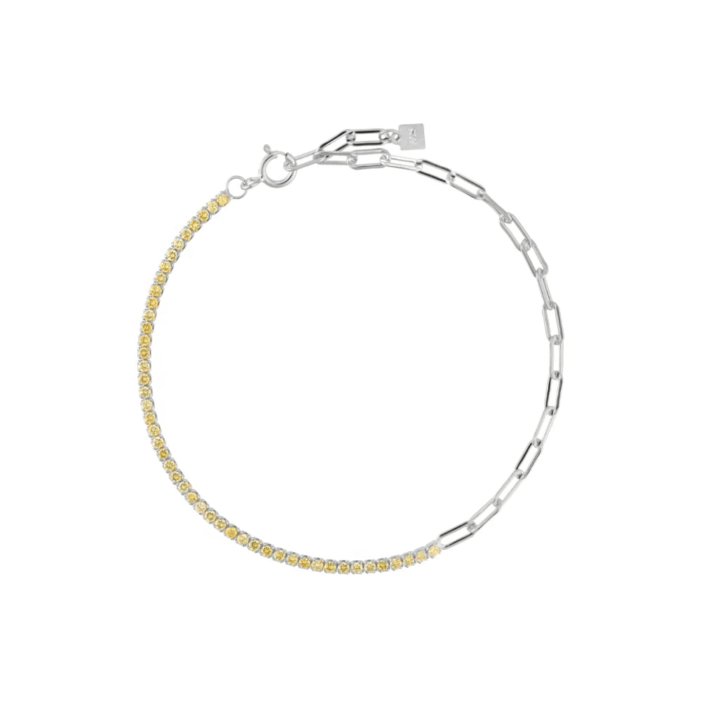Silver Zircon Paperclip Bracelet