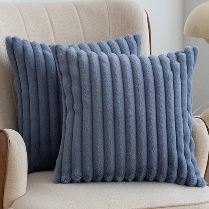 Soft Striped Plush Pillowcase Cover