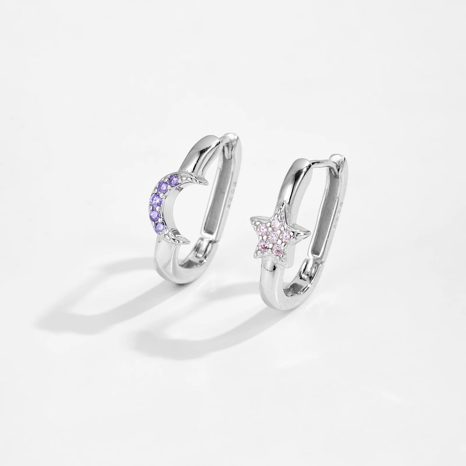 Star Moon Oval Hoop Earring