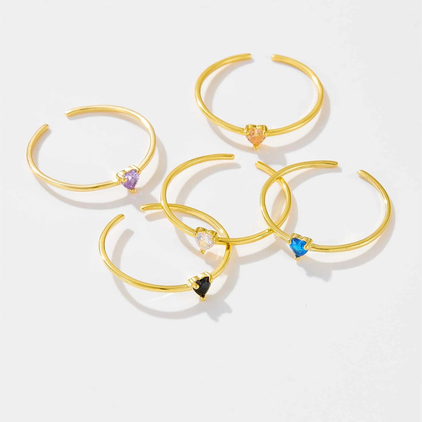 Heart Zircon Adjustable Rings