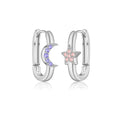 Star Moon Oval Hoop Earring