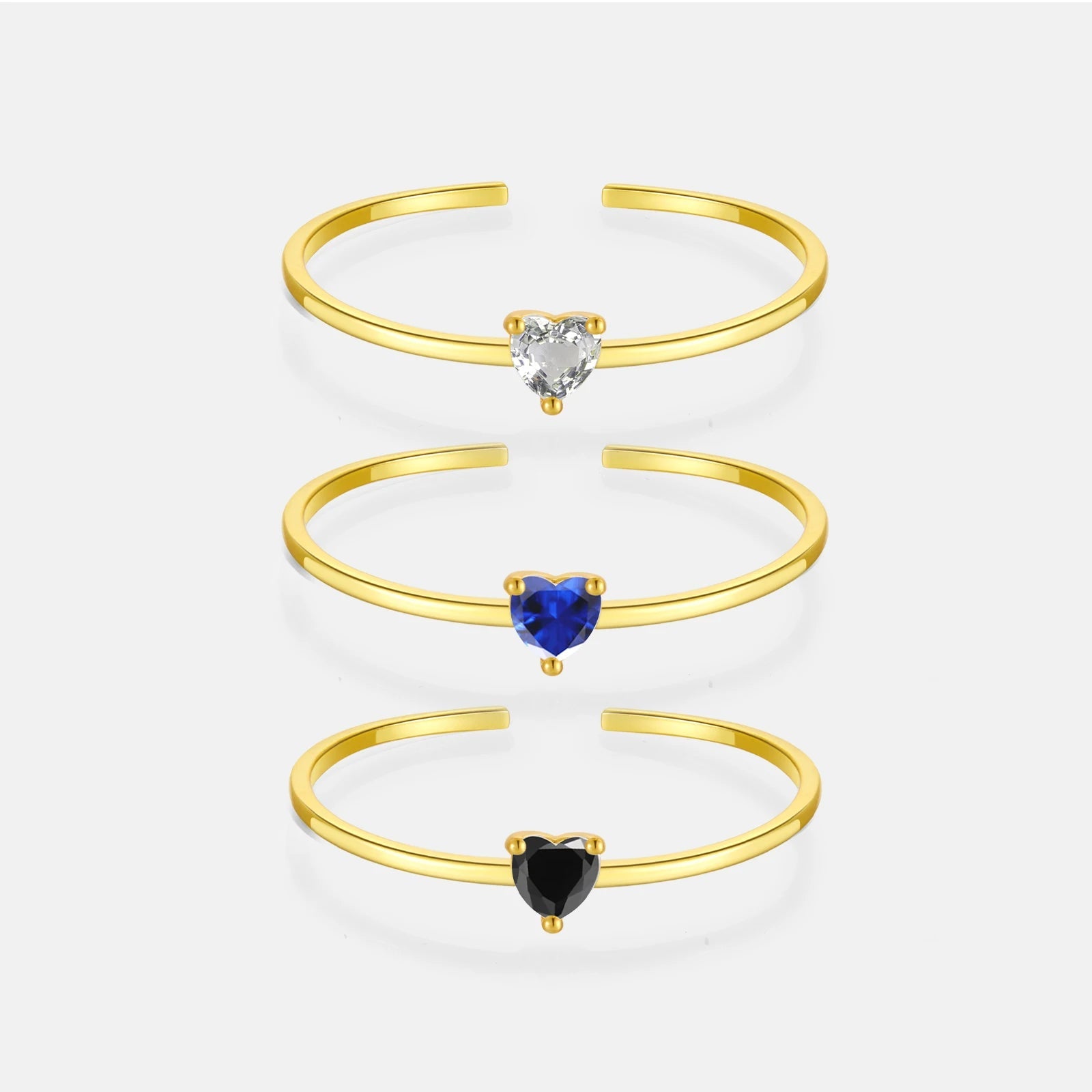 Heart Zircon Adjustable Rings