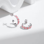 PINK Hearts C Shape Earrings