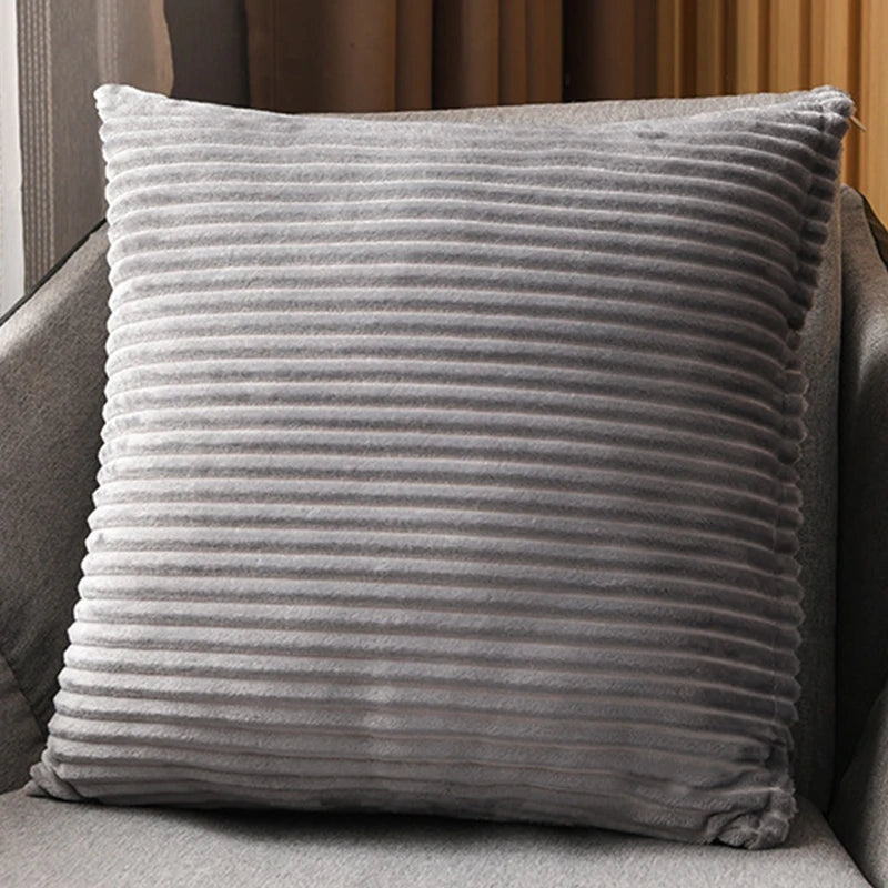 Soft Striped Plush Pillowcase Cover