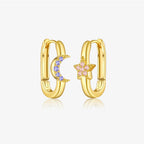 Star Moon Oval Hoop Earring
