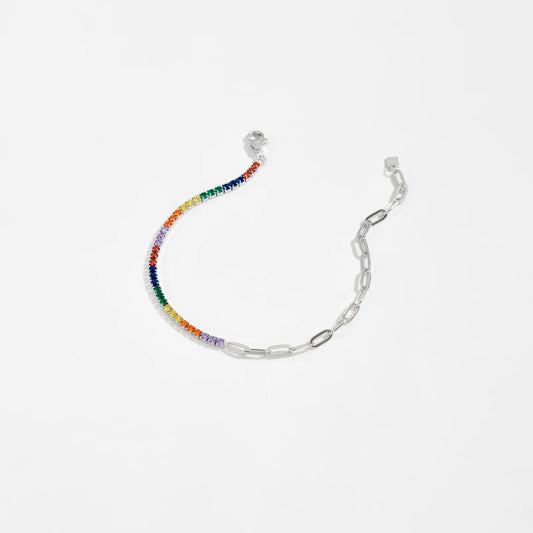 Silver Zircon Paperclip Bracelet