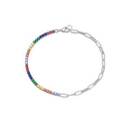 Silver Zircon Paperclip Bracelet
