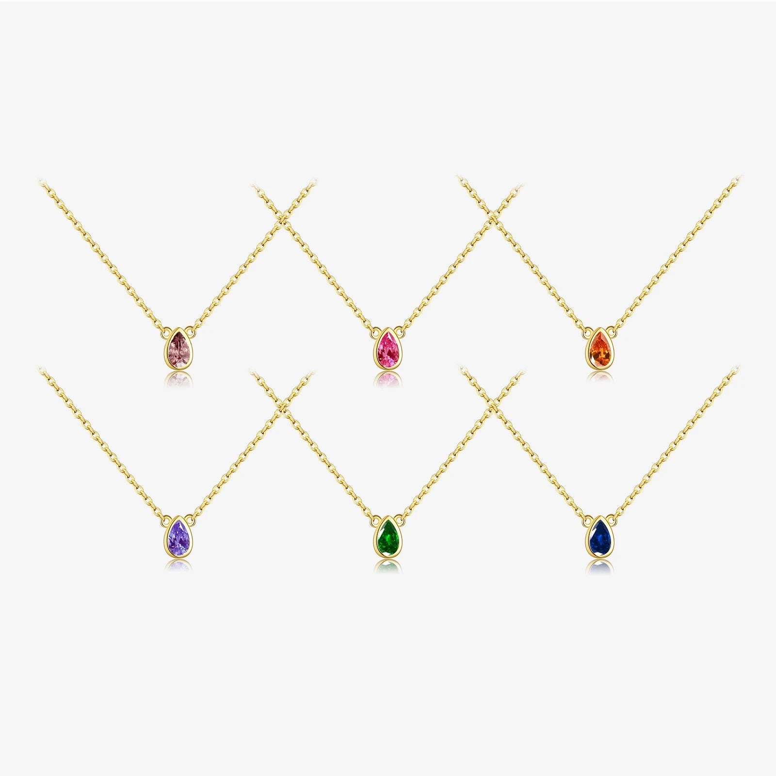 Ovals Zircon Necklace'GOLD