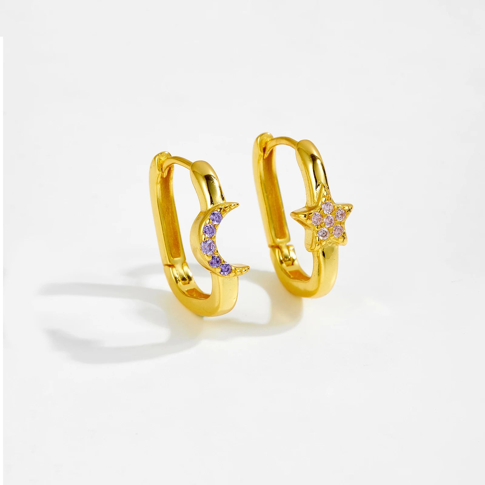 Star Moon Oval Hoop Earring