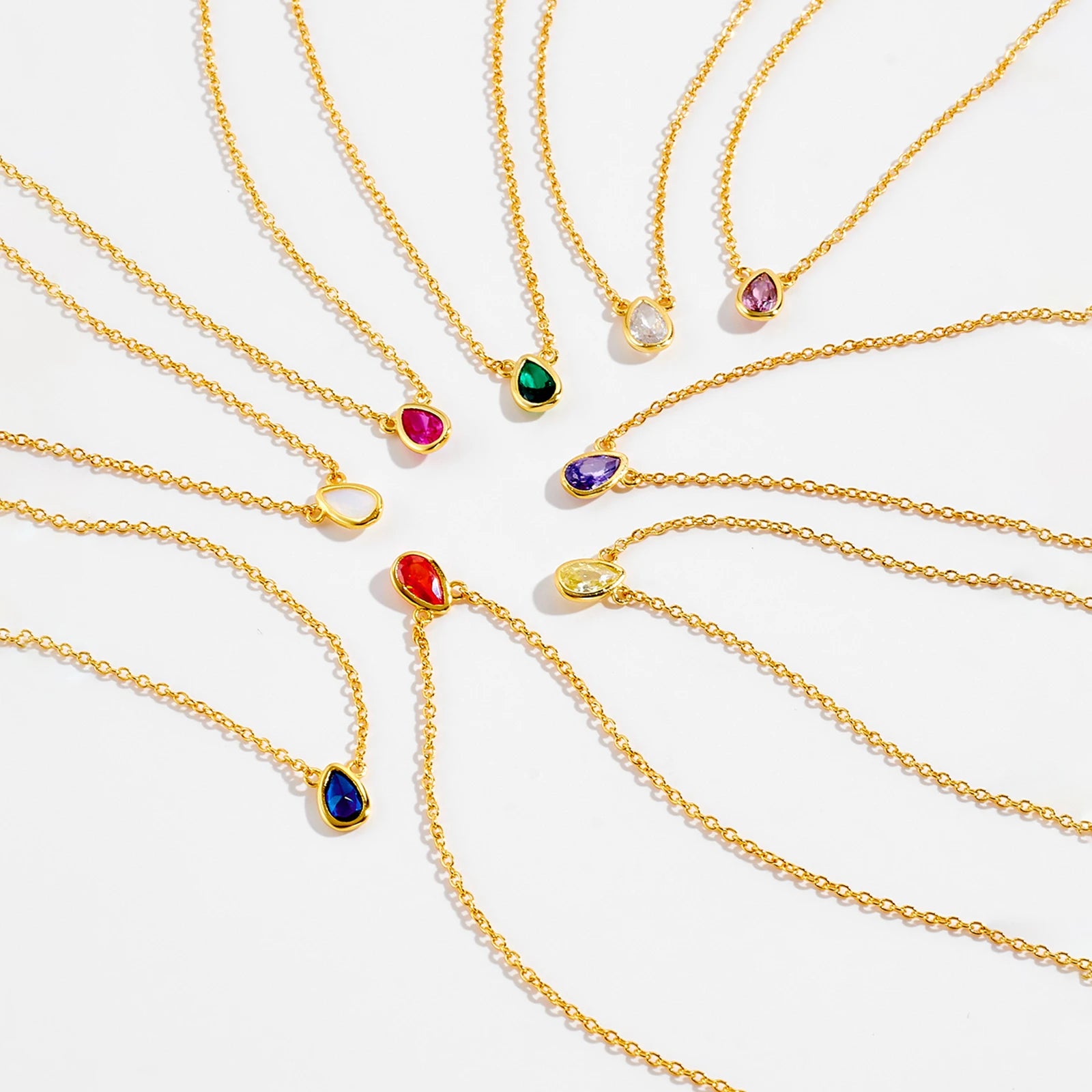 Ovals Zircon Necklace'GOLD