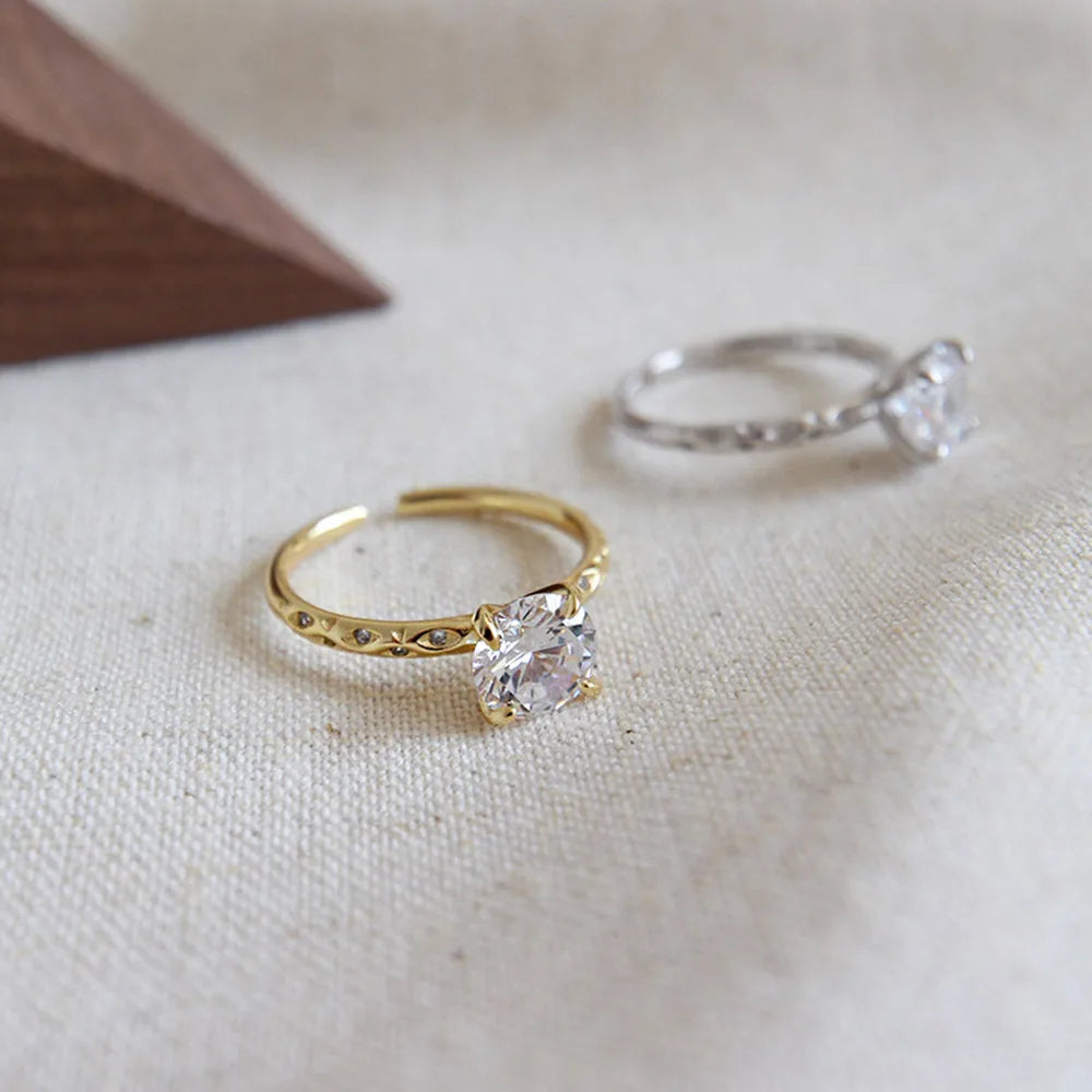 Big Zircon Resizable Rings