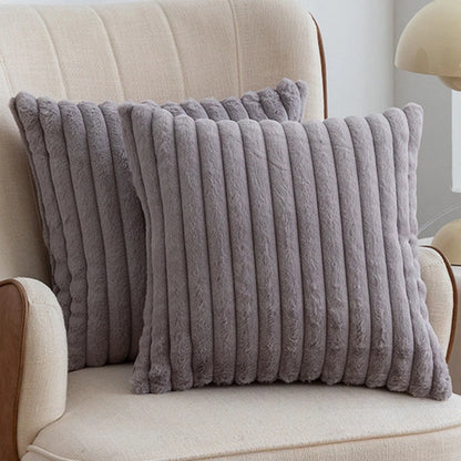 Soft Striped Plush Pillowcase Cover