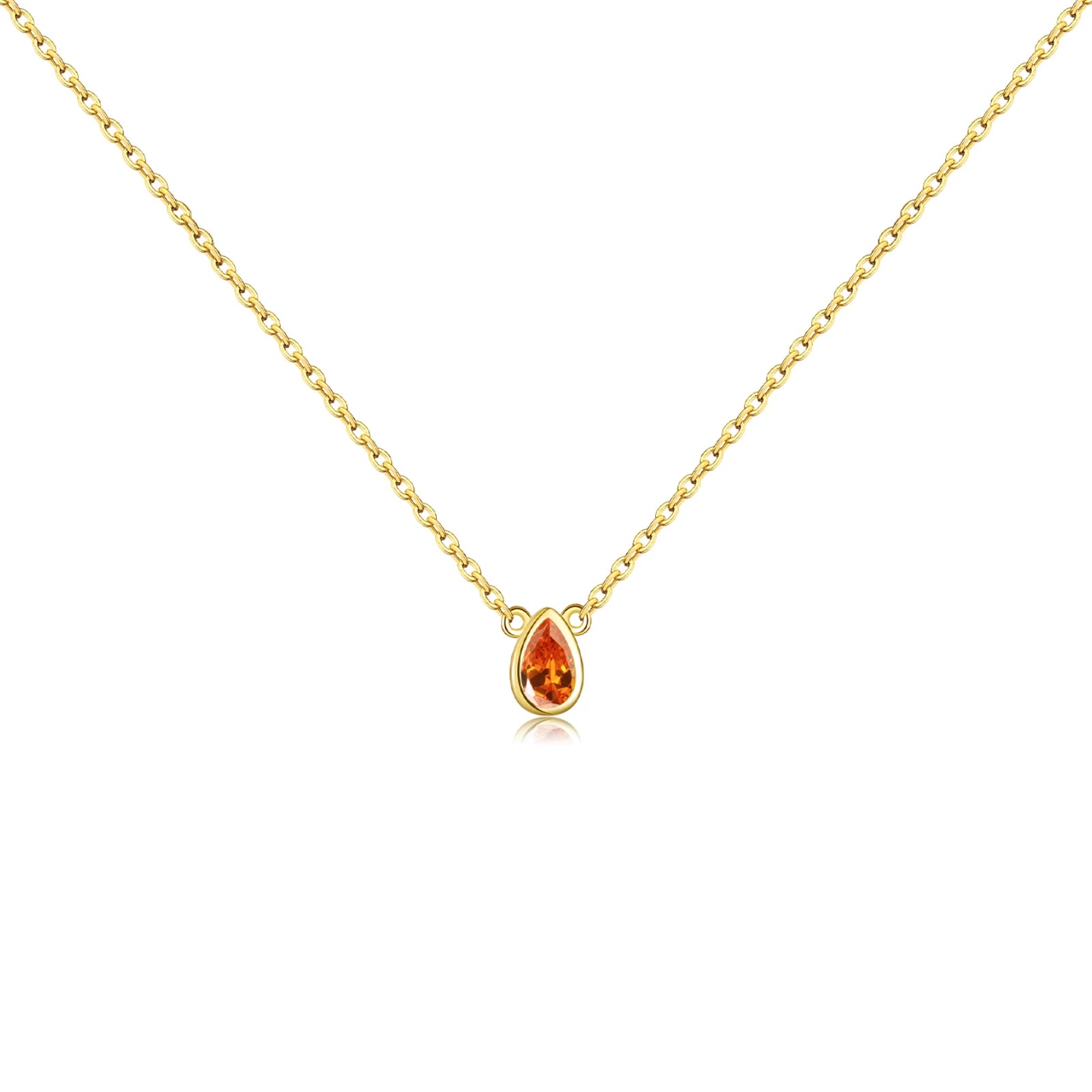 Ovals Zircon Necklace'GOLD