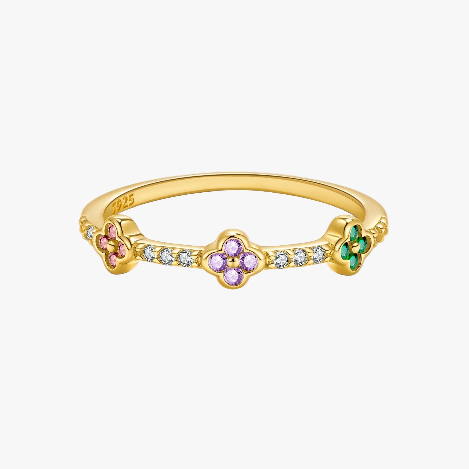 Multicolor Four Leafs Ring