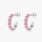 PINK Hearts C Shape Earrings
