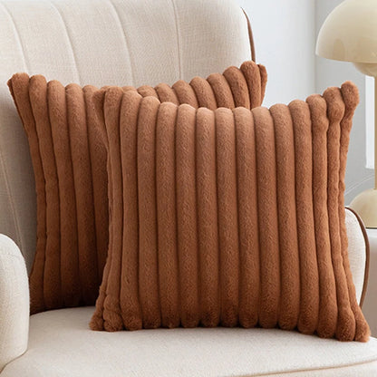 Soft Striped Plush Pillowcase Cover