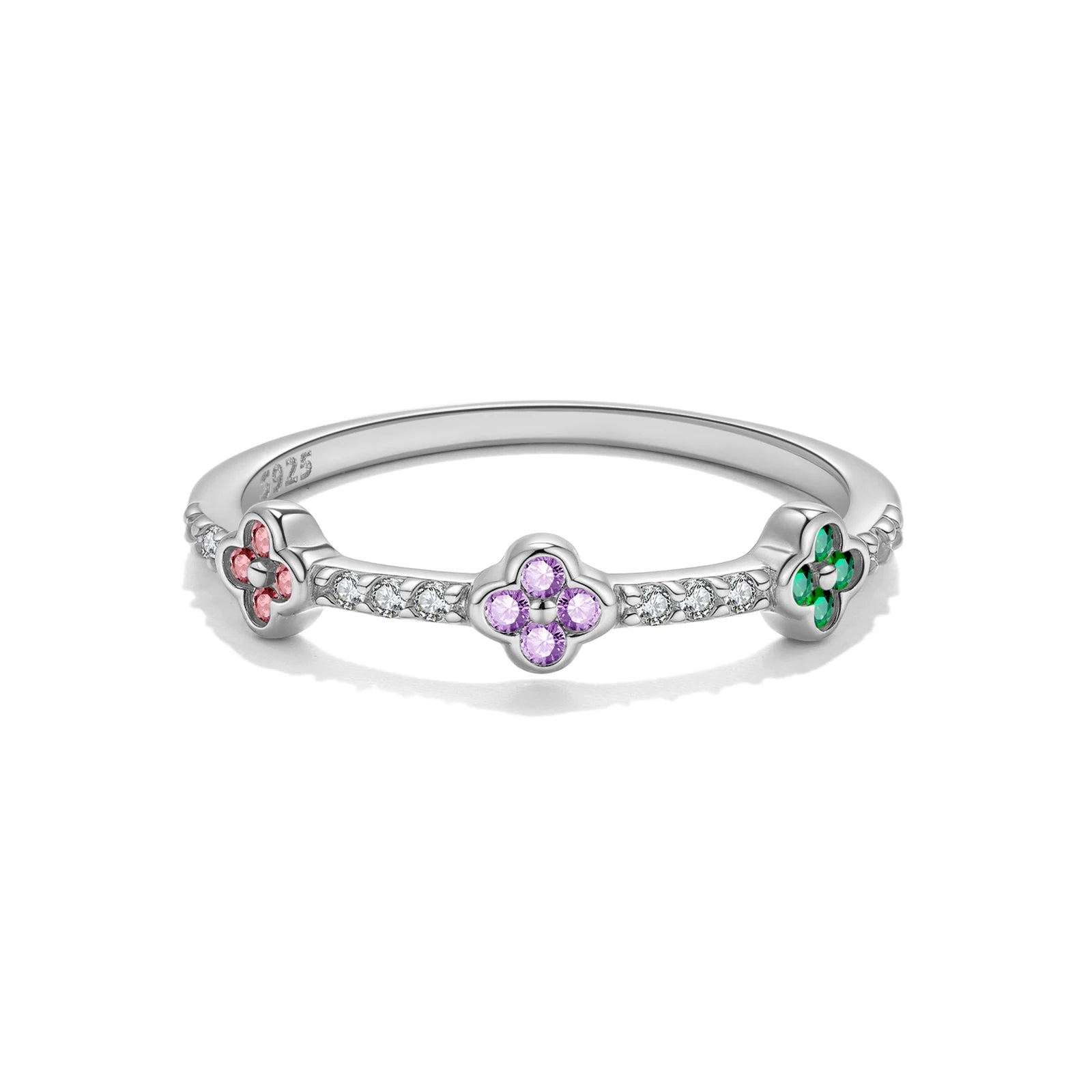 Multicolor Four Leafs Ring