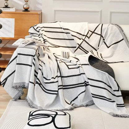 Nyla Reversible Geometric Couch Sofa Cover Blanket