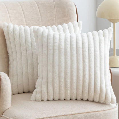 Soft Striped Plush Pillowcase Cover