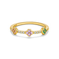 Multicolor Four Leafs Ring